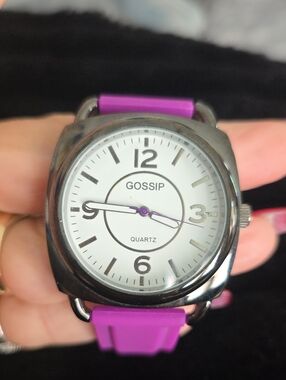 Gossip White Dial Watch with Bright Purple Strap